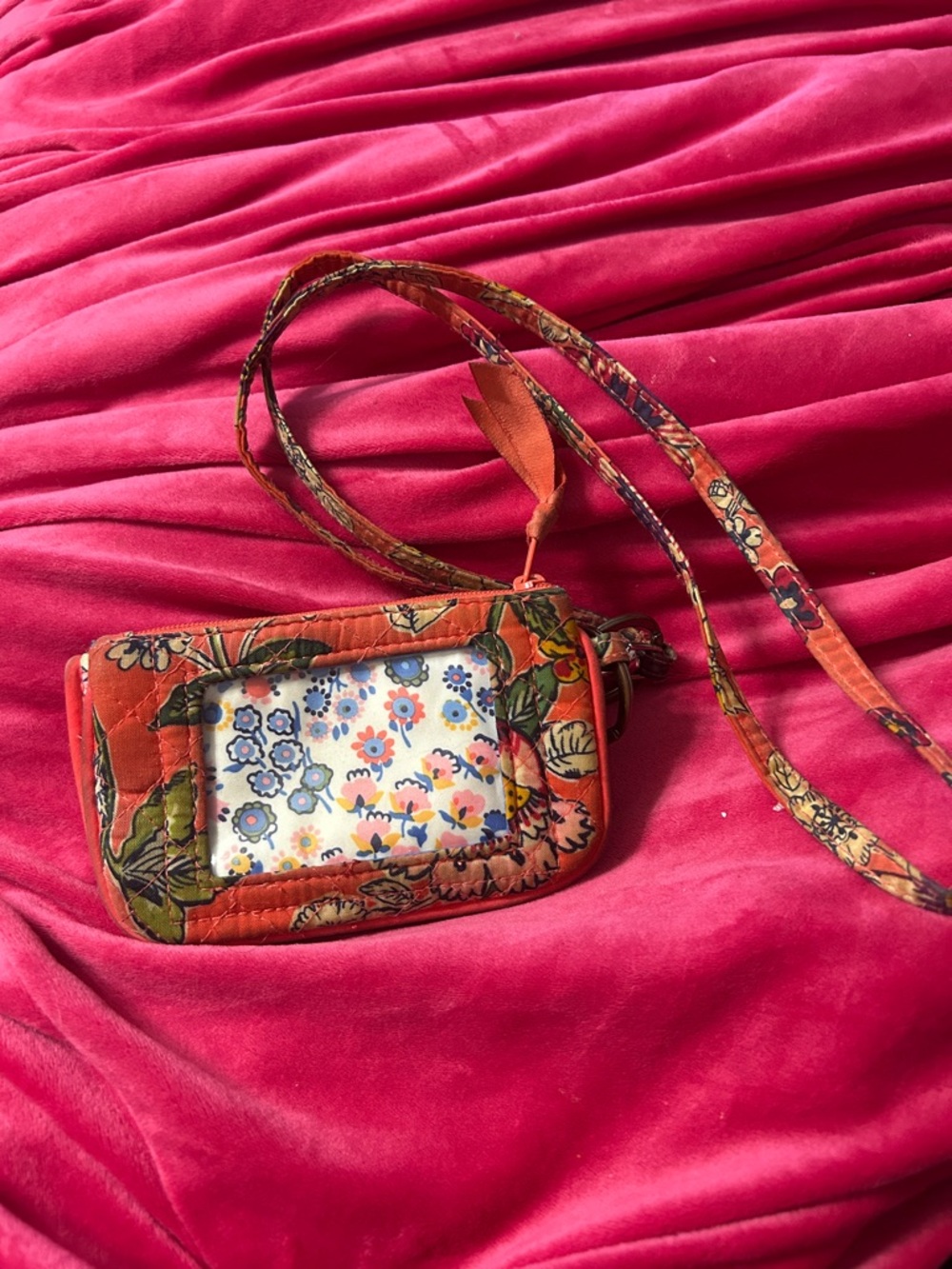 Vera Bradley Orange Floral Quilted ID Wallet. check description.